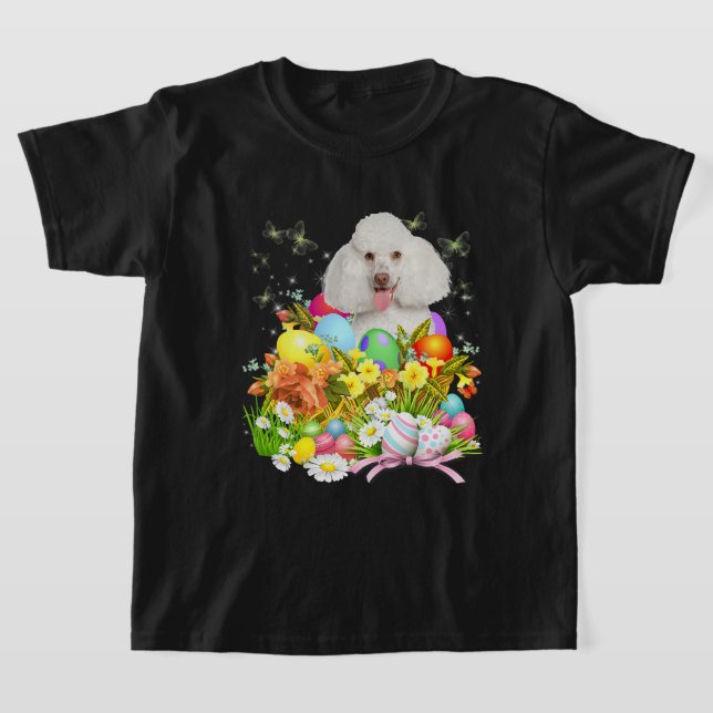 Weißer Poodle Bunny Dog Ostereier Basket Coo T-Shirt (Ablage )