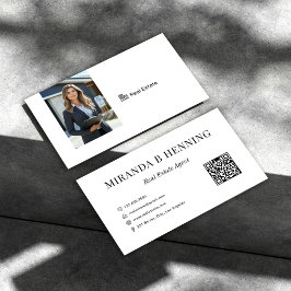 Weißer professioneller Immobilienmakler Foto QR-Co Visitenkarte