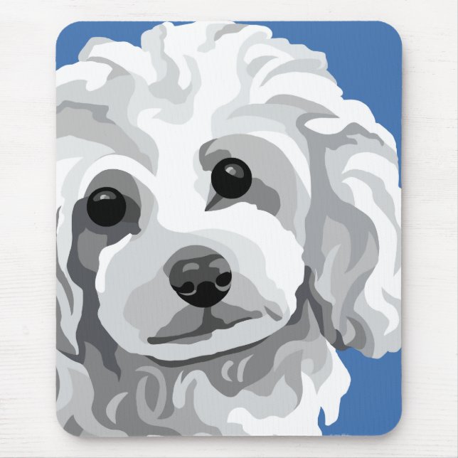 Weißer Pudel Mousepad (Vorne)