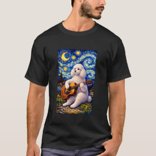 Weißer Pudel spielt Gitarre Whimsical Hund Kunst M T-Shirt