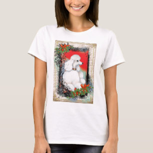 Weißer Pudel Weihnachten Vintage Style Ringer T-Sh T-Shirt