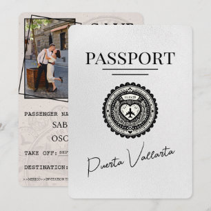 Weißer Puerta Vallarta Reisepass Save The Date