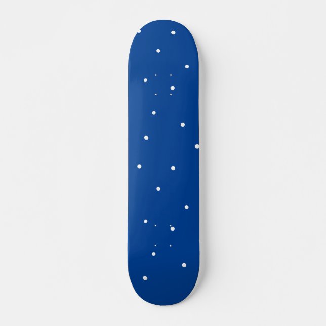 Weißer Punkte mit blauem Hintergrund Skateboard (Vorne)