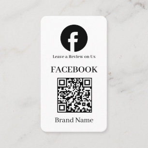 Weißer QR Facebook-Bewertungen Minimales benutze Visitenkarte