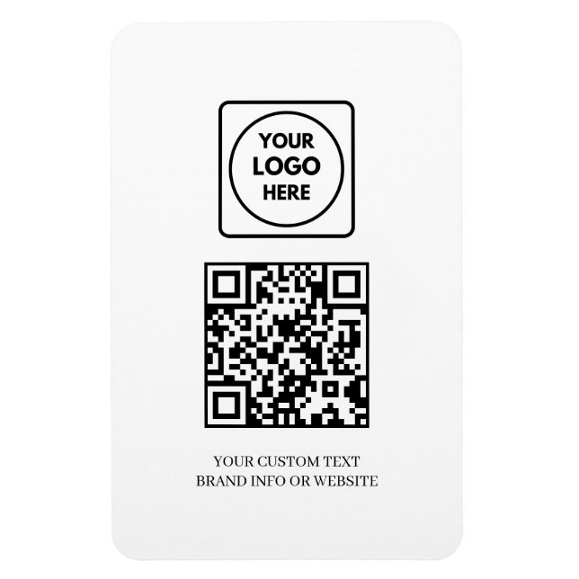 Weißer QR | Professionelles einfaches Geschäftslog Magnet (Vertikal)