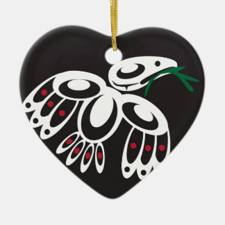 Weißer Rabe Keramik Ornament