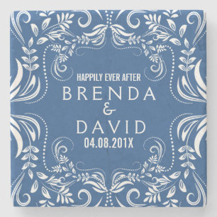 Weißer Rahmen mit blühender Oberfläche - benutzerd Steinuntersetzer