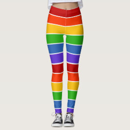 Weißer Regenbogen gestreift Leggings