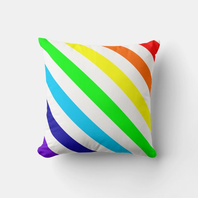 Weißer Regenbogen Streifen Kissen (Vorderseite)