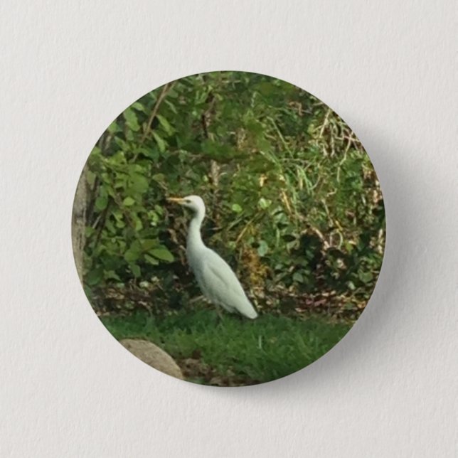 Weißer Reiher Button (Vorderseite)