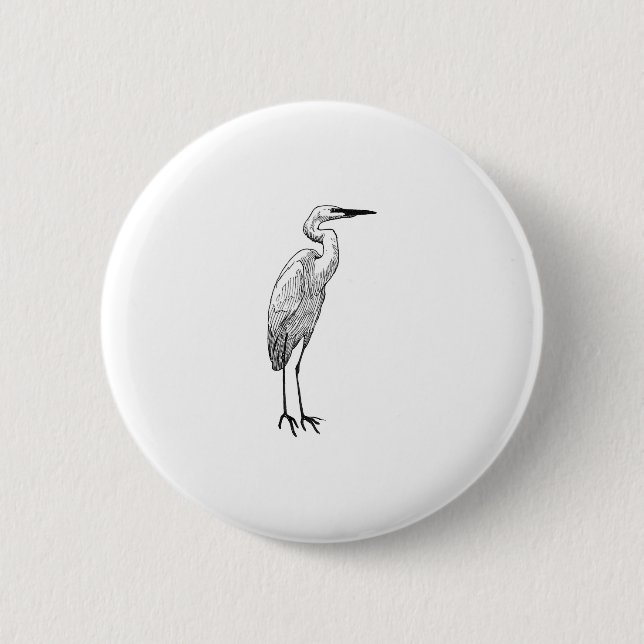 Weißer Reiher Button (Vorderseite)