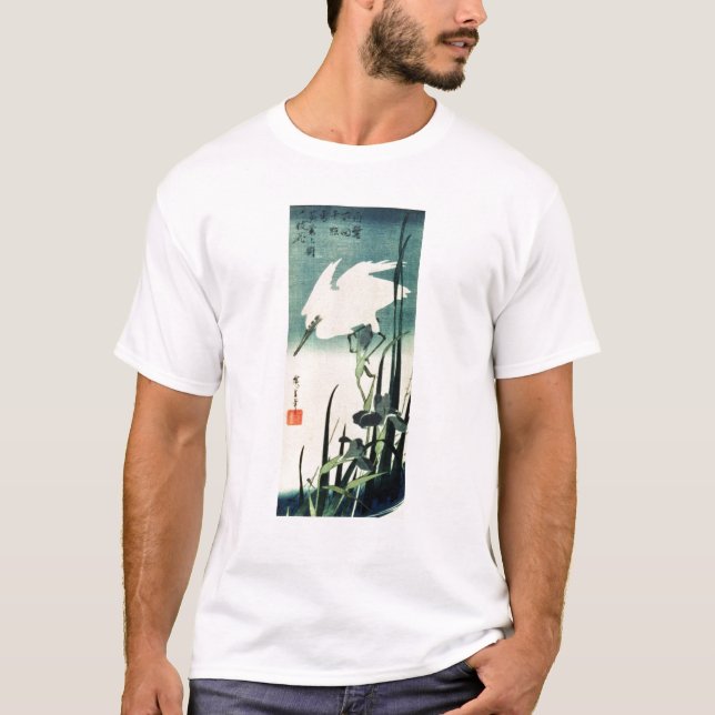 Weißer Reiher und Iris T-Shirt (Vorderseite)