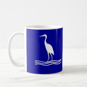 Weißer Reiher-Vogel-blaue Kaffee-Tasse Tasse