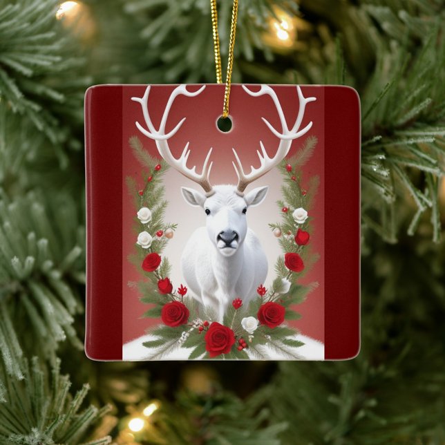 Weißer Rentier Keramikornament (White Reindeer Christmas Tree  
Decoration!)