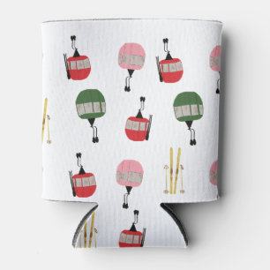 Weißer Retro Skilift Gondelbahn Winterski Dosenkühler