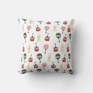 Weißer Retro Skilift Gondelbahn Winterski Kissen