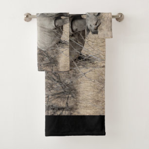Weißer Rhino Badhandtuch Set