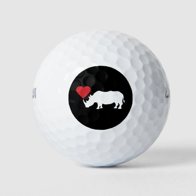 Weißer Rhino-mit-Herz Golfball (Vorderseite)