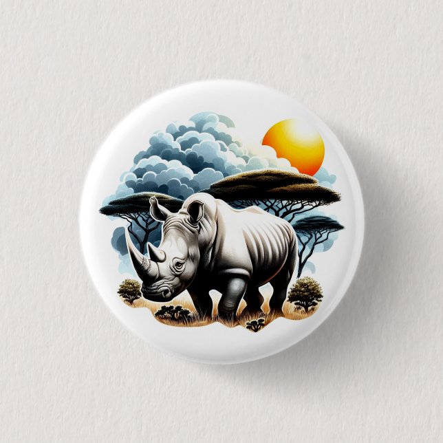 Weißer Rhinoceros Button (Vorderseite)