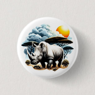 Weißer Rhinoceros Button