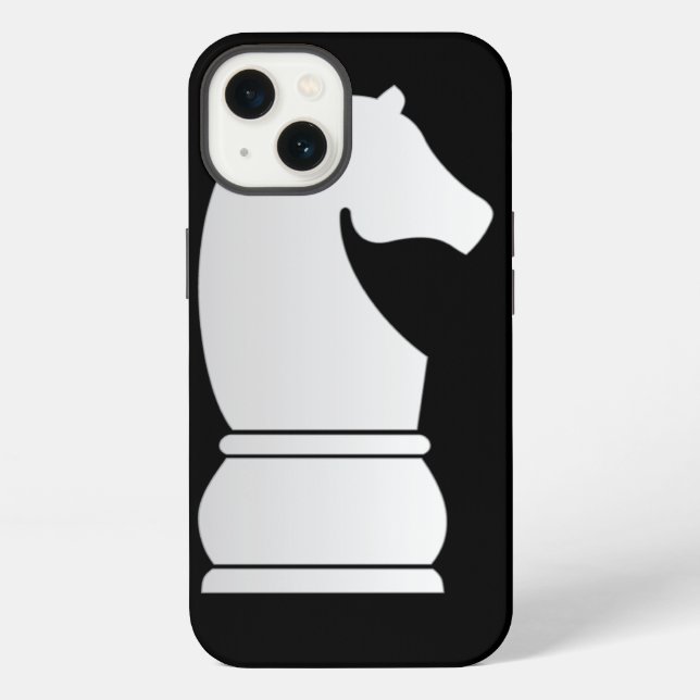 Weißer Ritter-Schachstück iPhone Hülle (Rückseite)
