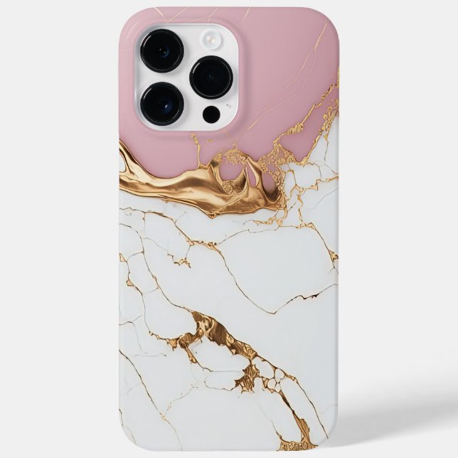 Weißer rosa goldener Marmor Moderner Luxus-Chic Case-Mate iPhone Hülle (Rückseite)