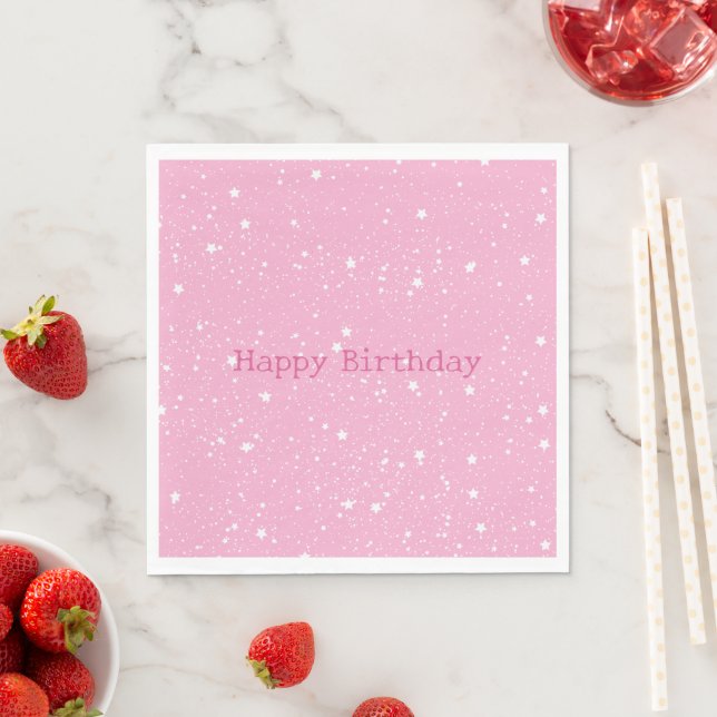 Weißer Rosa Himmel der Sterne Geburtstag Serviette (Beispiel)