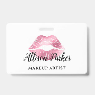 Weißer Rosa Kuss Lippen Makeup-Artist Geschäft Ausweis