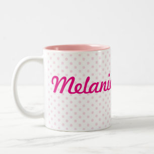 Weißer rosa Polkanamenspunkt ♥ TASSE ♥ MELANIE