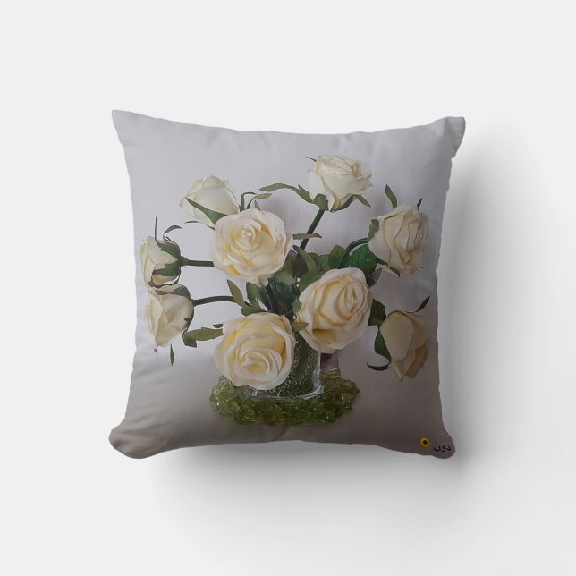 WEISSER ROSE DURCH CUSHION KISSEN (Vorderseite)