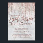 Weißer Rose Gold Glitzer Pearl Marble Sweet 16 Einladung<br><div class="desc">Diese glamouröse und luxuriöse 16 . Geburtstag Geburtstagsfeier ist das perfekte Design für die besondere Veranstaltung Ihres jungen Teenagers. Es ist mit einem Imitat funkelnd Rose Gold Glitzer Randvorhang mit Imitaten Glitzer Typografie auf einem eleganten weißen Perlmarmor Hintergrund. Es ist ein elegantes, elegantes, trendiges und modernes Bing-Design mit einem Hollywood-Ambiente!...</div>