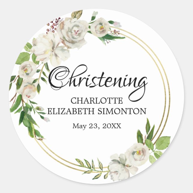 Weißer Rose und Goldweiden - Umschlag Aufkleber (Vorderseite)