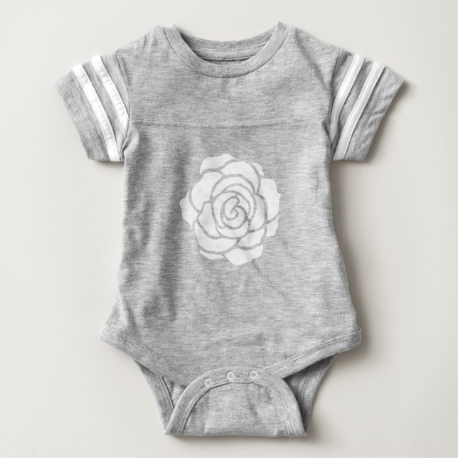 Weißer Rosen-Baby-Bodysuit Baby Strampler (Vorderseite)