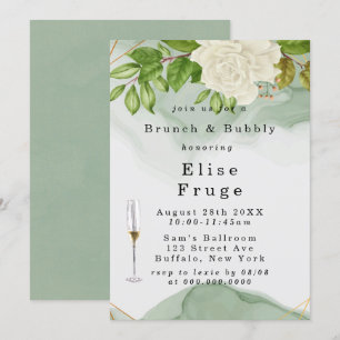 Weißer Rosenbrunch & Bubbly Einladung