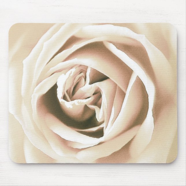 Weißer Rosendruck Mousepad (Vorne)