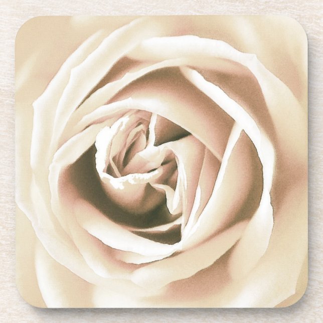 Weißer Rosenprint Untersetzer (Vorderseite)