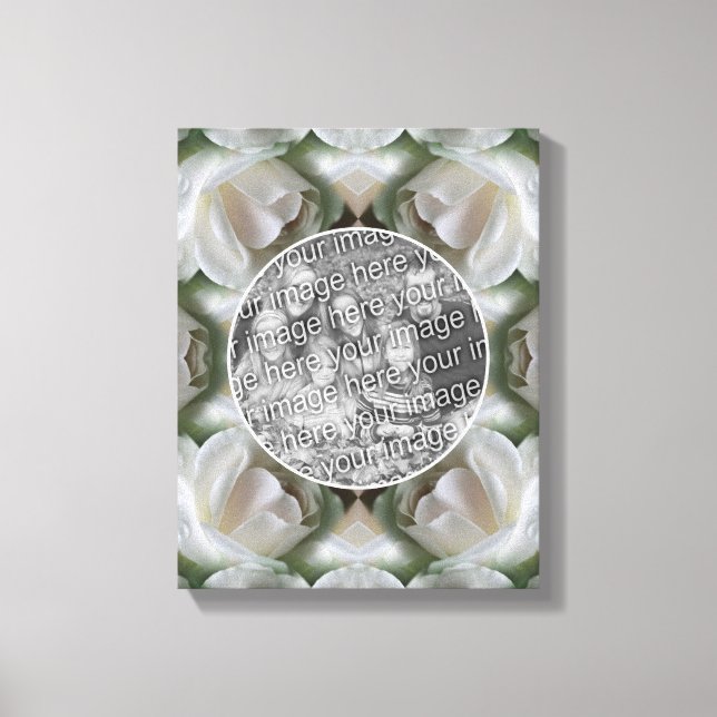 Weißer Rosenrahmen kreieren Ihr eigenes Foto Leinwanddruck (Vorderseite)