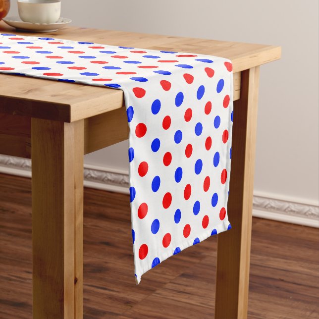 Weißer Roter Blauer Tupfen-Design  Kurzer Tischläufer (Beispiel)