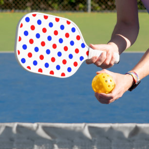 Weißer Roter Blauer Tupfen-Design  Pickleball Schläger