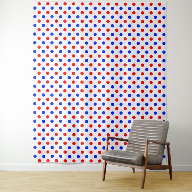 Weißer Roter Blauer Tupfen-Design  Wandteppich (Beispiel)