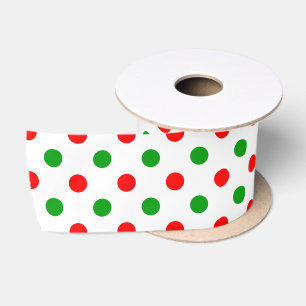 Weißer Roter Grüner Polka-Punkte-Design Satinband