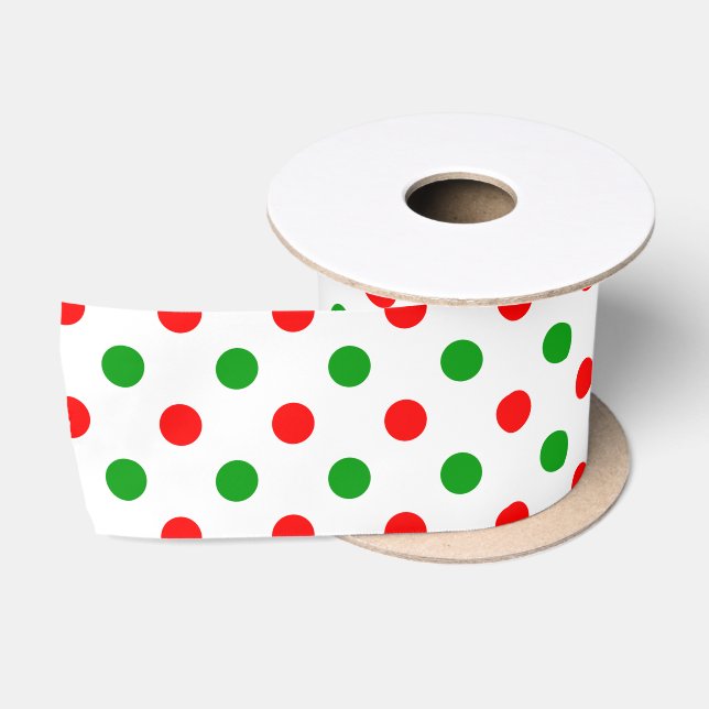 Weißer Roter Grüner Polka-Punkte-Design  Satinband (Spule)