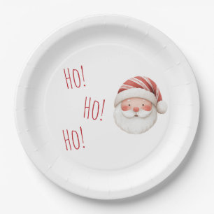 Weißer Roter Ho! Ho! Ho! Weihnachtsmann Pappteller