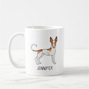 Weißer & roter Ibizaner Bracke mit glattem Fell un Kaffeetasse