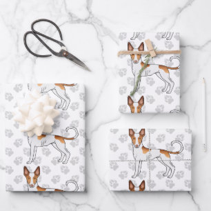 Weißer & roter Ibizaner Hund mit glattem Fell-Hund Geschenkpapier Set