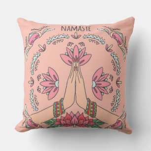 Weißer roter Lachs Namaste Throw Kissen
