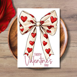 Weißer Roter Schleifenroséblush Happy Valentinstag Feiertagskarte