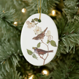Weißer Roter Sparrow Oval Weihnachtsschmuck