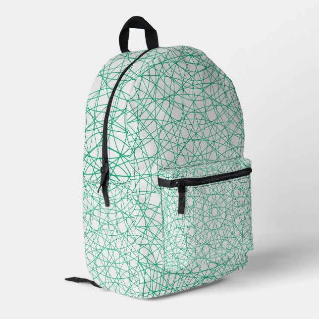 Weißer Rucksack mit smaragdgeometrischem Muster (Rückseitige Ecke links)