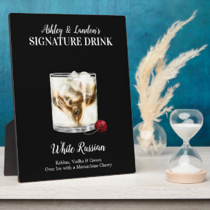 Weißer Russischer Drink • PERSONALISiertes Signatu Fotoplatte